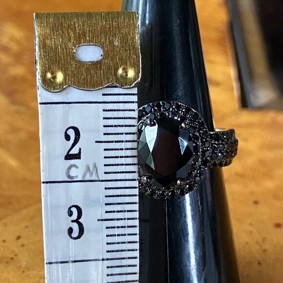 Natural Black Spinel Sterling Silver Ring Size 7 - Picture 7 of 9